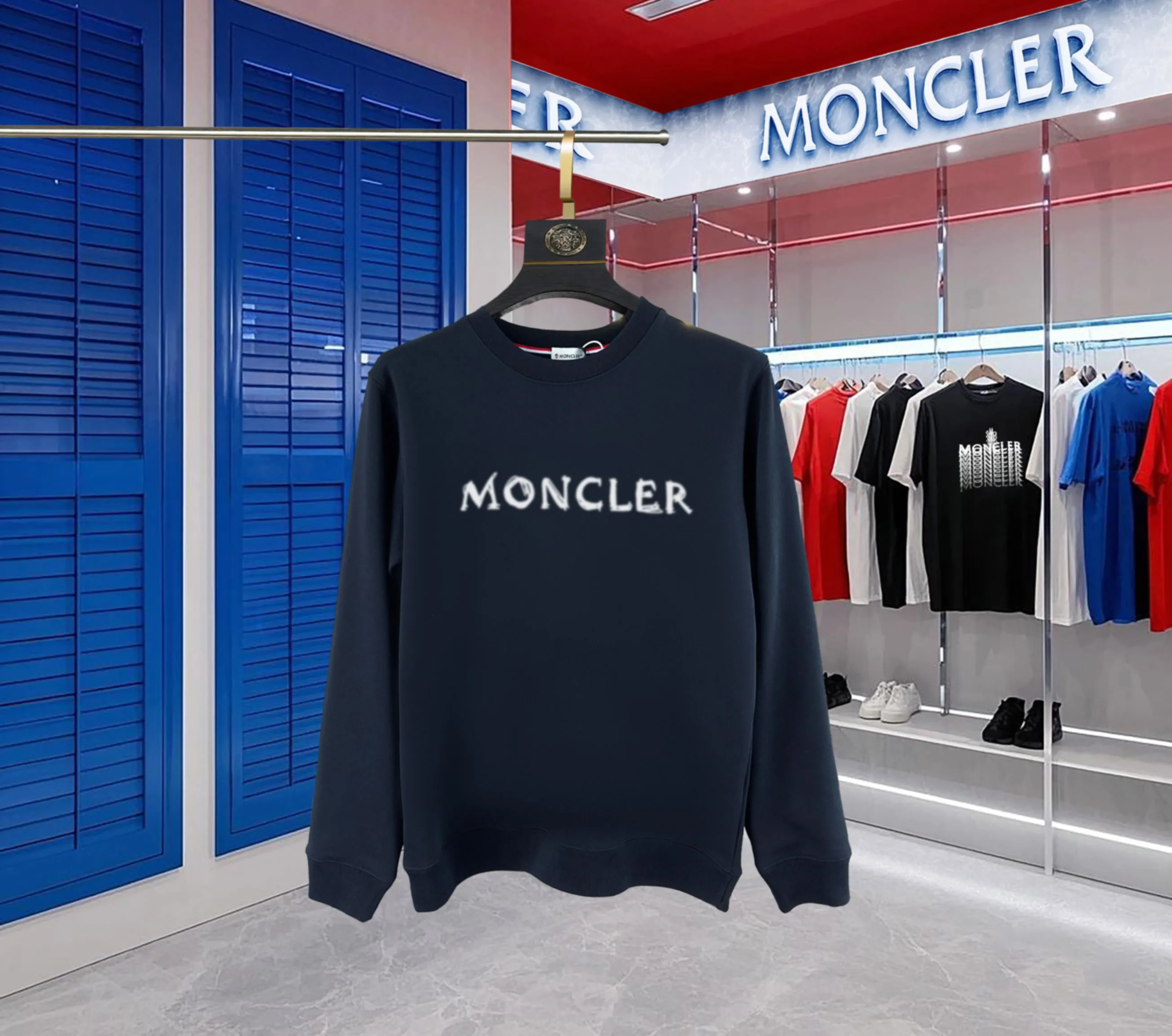 【 In Stock】 〖 𝐌𝐎𝐍𝐂𝐋𝐄𝐑~ 〗 440g ， 😎 ， ， Factory 2025 T ， ， Premium LOGO， Same Style ：Black White Size：S M L XL 2XL